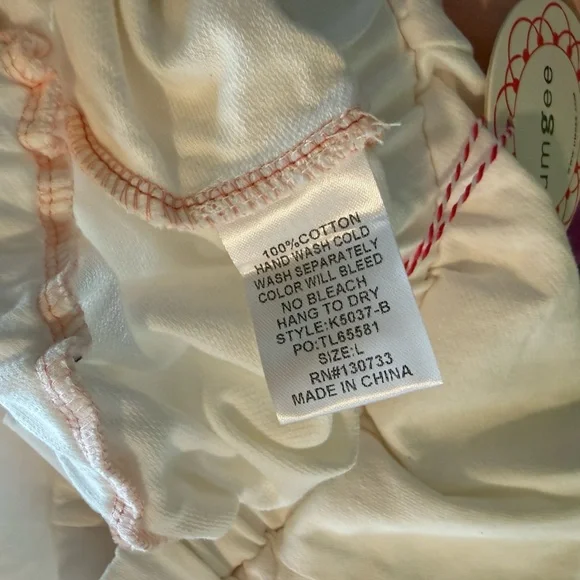 Umgee White Sweatpants Colorblock 100% Cotton Magenta Mix - Picture 7 of 8